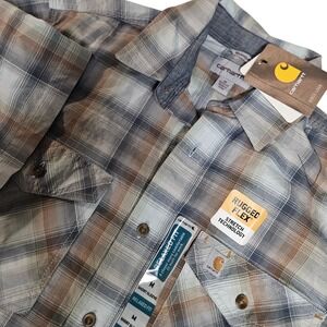 Carhartt Mens Rugged Flex Relaxed Fit Short Sleeve Camp Shirt Mens Medium Plaid